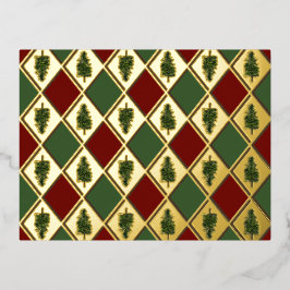 Pinos y la postal del Relieve metalizado Harlequin