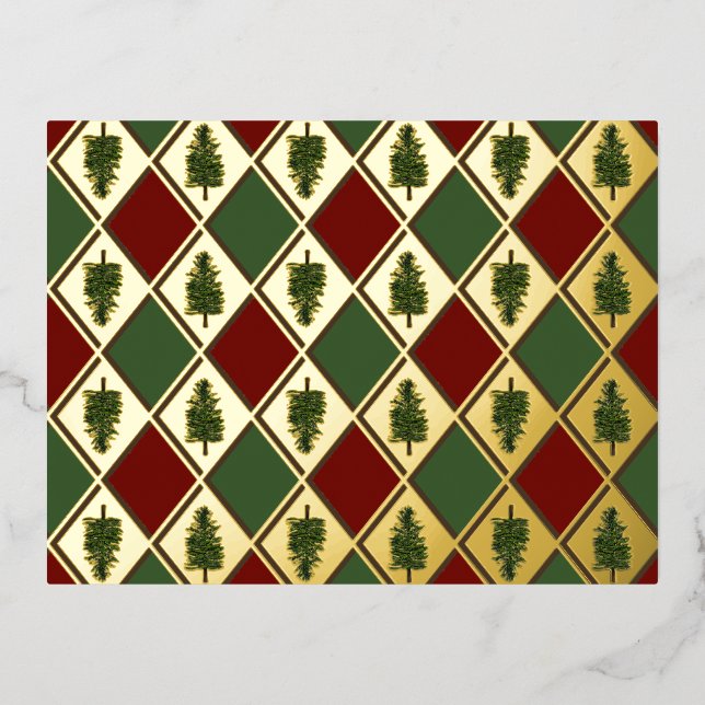 Pinos y la postal del Relieve metalizado Harlequin (Anverso)