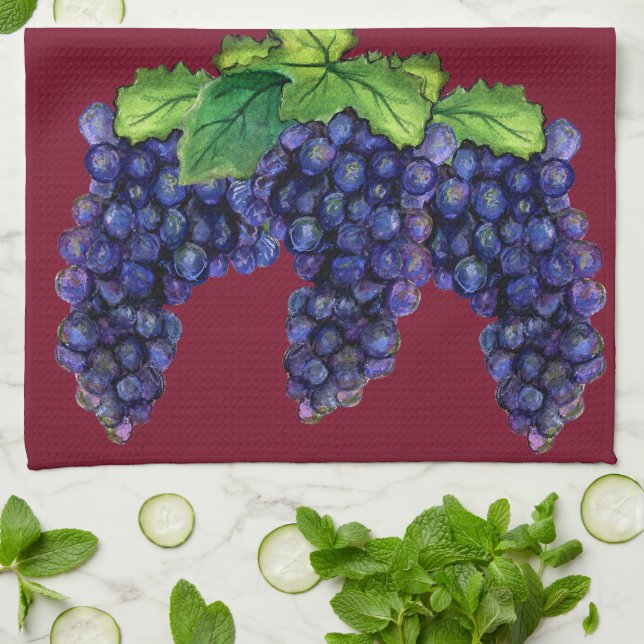 Pinot Vino Rojo Uvas Art Decor Cocina Toallas (Doblado)