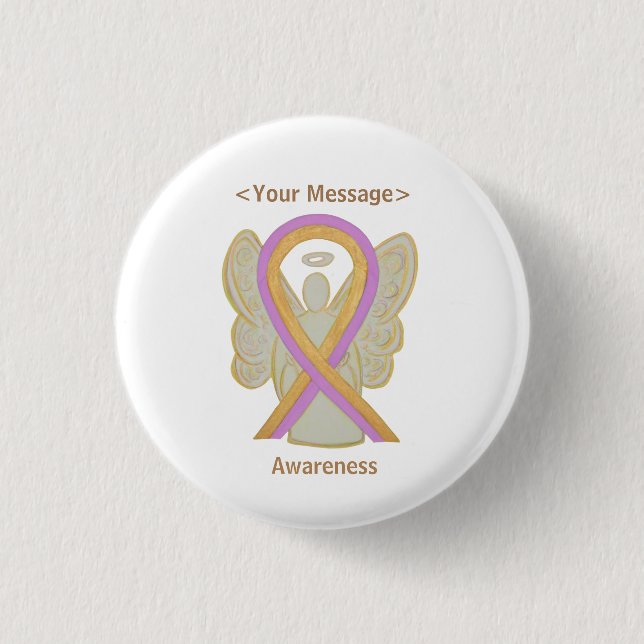 Pins de botón Angel de la cinta de opciones rosa y (Anverso)