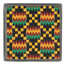 Negro, Verde, Rojo, Tela Kente Amarillo, Metal Gri