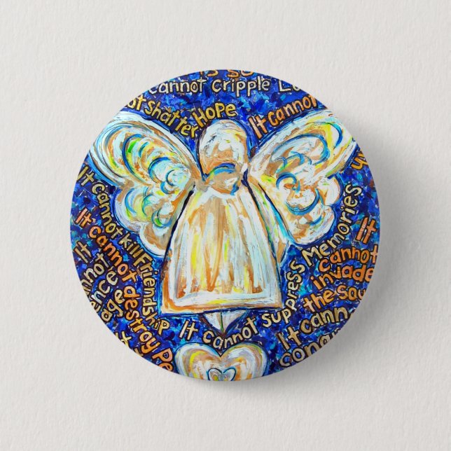 Pins para el botón Ángel del Cáncer Azul y Oro (Anverso)