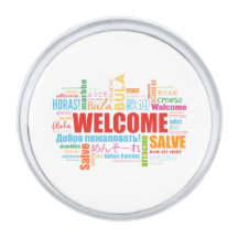Bienvenido a diferentes idiomas Lapel Pin