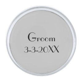 Pins Plateados Fecha de boda del novio Gris y Plata Negro