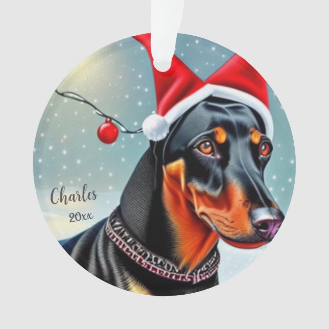 Pinscher Doberman, Perro de Santa, Adorno de Navid (Anverso)