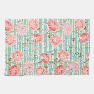 Pinstripe Floral Pattern Kitchen Toalla