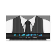 Pinstripe Suit Vest Tie Bartender Tarjetas Comerci