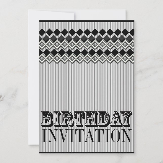Pinstripes + Diamantes Invitaciones a la fiesta de (Anverso)