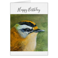 Pintada común pájaro Firecrest Tarjeta de cumpleañ