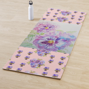 Pintado a mano Pansy rosa Pansies floral Yoga Mat