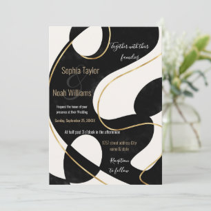 Pintado abstracto de oro negro neutro minimalista