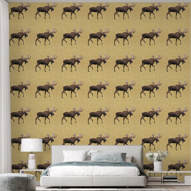 Pintado Alce Toro En Papel Viejo (Dormitorio)