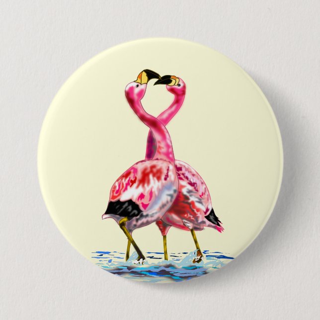 Pintado de botón de amor Flamingo rosa (Anverso)