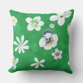Pintado de flores blancas almohadas verdes al aire