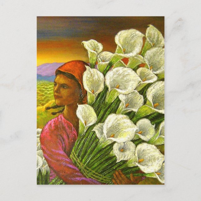 Pintado De Mujer Con Postales De Calla Lilies (Anverso)