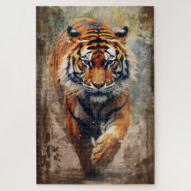 Pintado de tinta de un rompecabezas de tigres