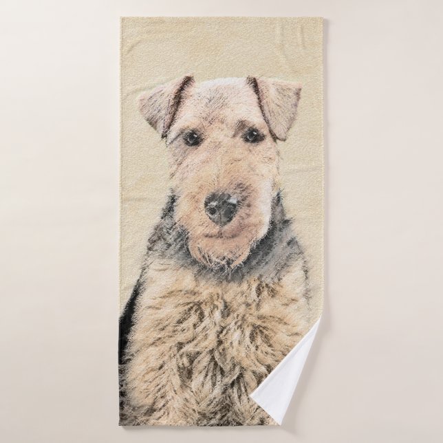 Pintado de Welsh Terrier - Arte de Perro Original. (Toalla de baño)