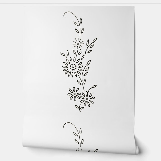 Pintado Diseño de flores de papel tapiz (Desenrollar)