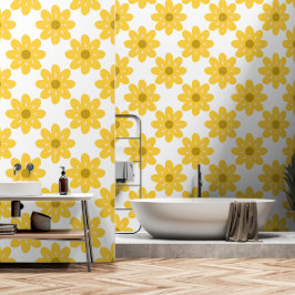 Pintado Flores amarillas papel tapiz floral retro
