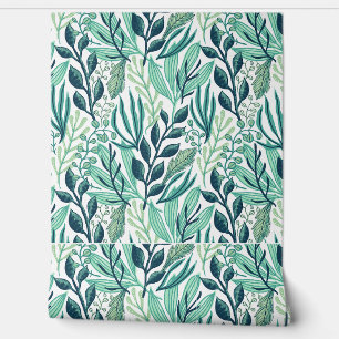 Pintado Lush hojas verdes del verano botánico Papel de esc