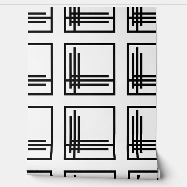 Pintado Papel de escritorio - Art Deco Negro / Blanco (Desenrollar)