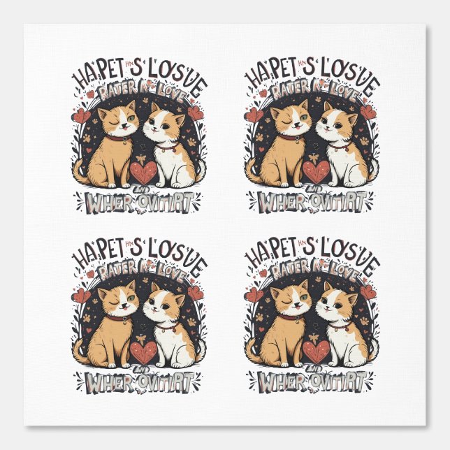 Pintado Papel de escritorio de una pareja de gatos lindo - (Anverso)