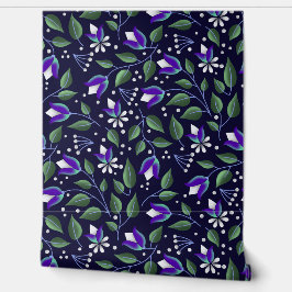 Pintado Papel de escritorio floral en la marina y morado