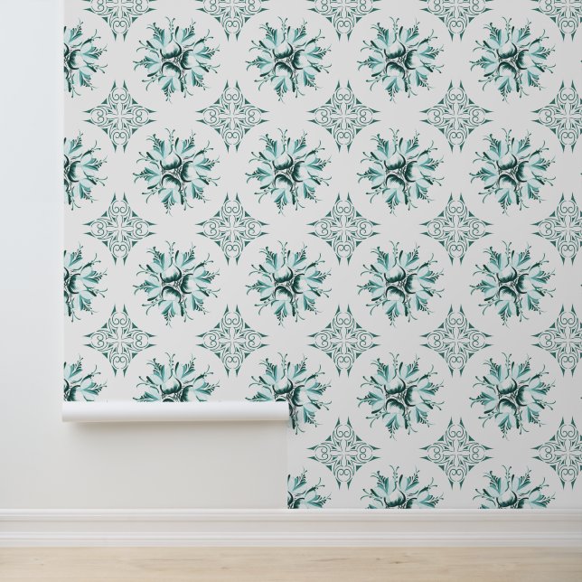 Pintado Papel de escritorio Inky Floral | Blanco verde Ver (Solicitud)