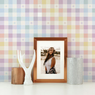Pintado Papel de fondo de fondo de Rainbow Gingham colorid