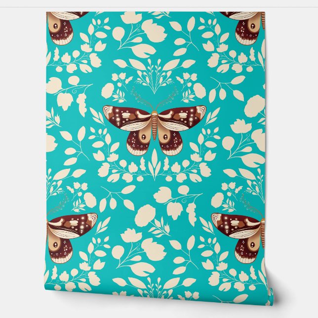 Pintado Papel de fondo de marihuana marrón y follaje crema (Desenrollar)