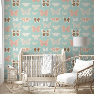 Pintado Papel de fondo de mariposas azul para bebés
