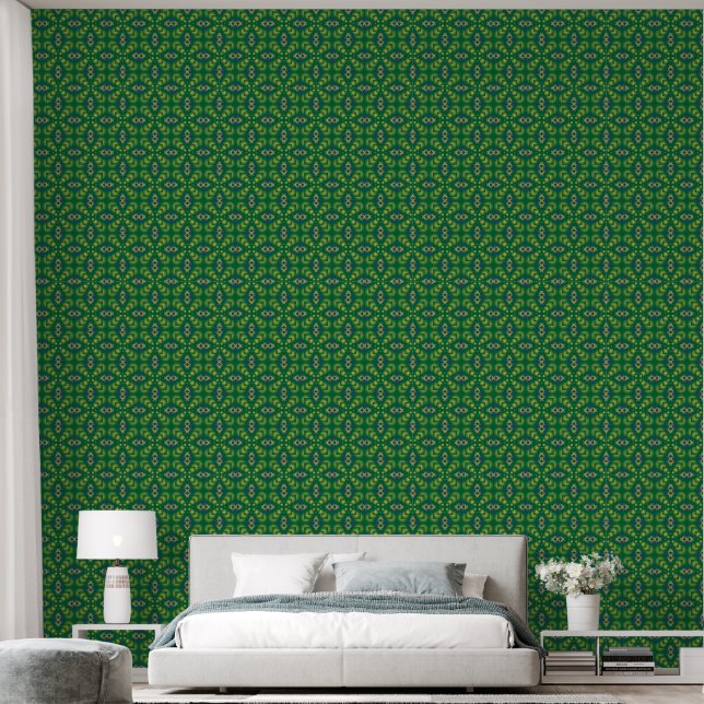 Pintado Papel de fondo de motivos geométricos verdes (Dormitorio)