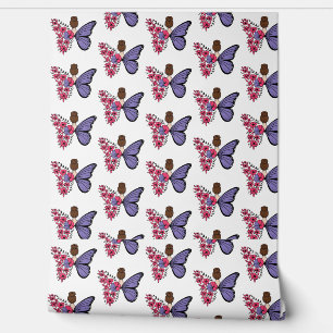Pintado Papel de fondo del Chica de mariposa caprichoso