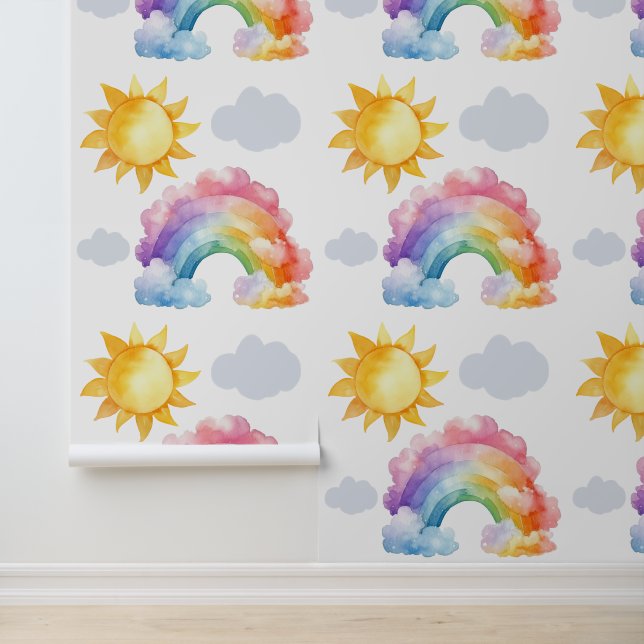 Pintado Papel de fondo del patrón SKy del sol arcoiris (Solicitud)