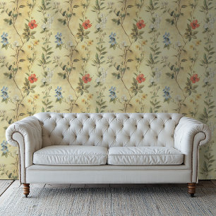 Pintado Papel de fondo floral amarillo de estilo antiguo