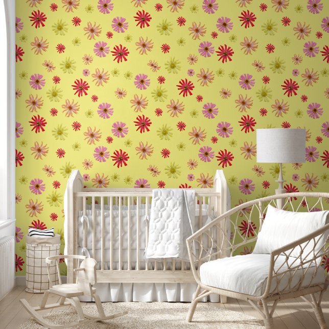 Pintado Papel de fondo floral de Cactus Zinnia (Niños)
