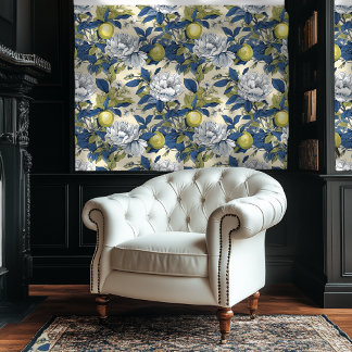 Pintado Papel de fondo floral de estilo chino azul y verde