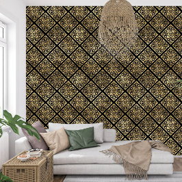 Pintado Papel de fondo negro y dorado del francés real