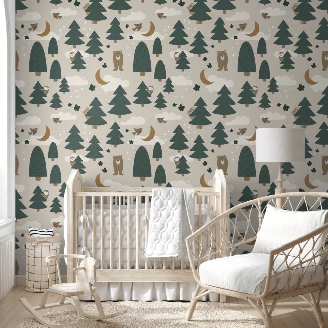 Pintado Papel de fondo para niños de animales de Beige Woo (Niños)