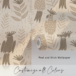 Pintado Papel de fondo tropical Cockatoo neutro