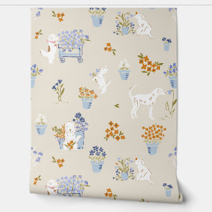 Pintado Papel de tapiz de la tienda de la flor de perro de