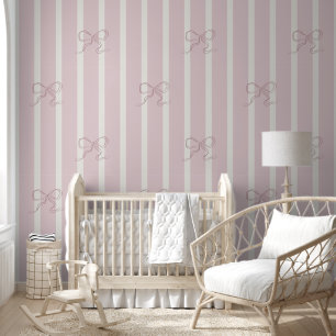 Pintado Papel de tapiz de tiras y arcos rosados suaves