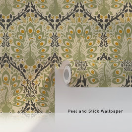 Pintado Papel mural de Peacock Parade Art Nouveau