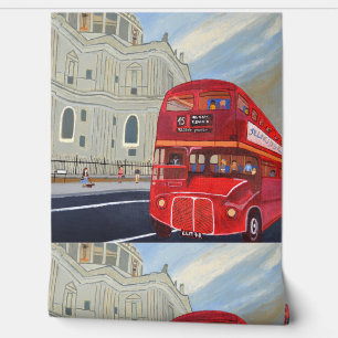 Pintado Papel mural del autobús rojo de Londres