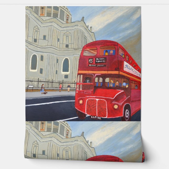 Pintado Papel mural del autobús rojo de Londres (Desenrollar)