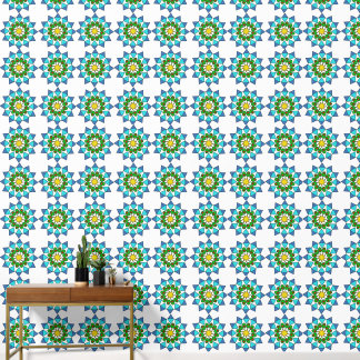 Pintado Papel mural - Mandala azul y verde