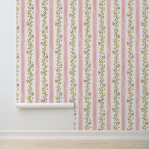Pintado Papel tapiz de flores delicadas de la región franc