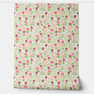 Pintado Papel tapiz de flores delicadas de la región franc