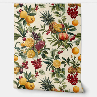 Pintado Papel tapiz de frutas exóticas - Decoración tropic