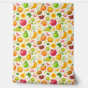 Pintado Papel tapiz de parche de frutas